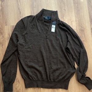 Polo by Ralph Lauren Men's Dark Brown Zip-Up Sweater